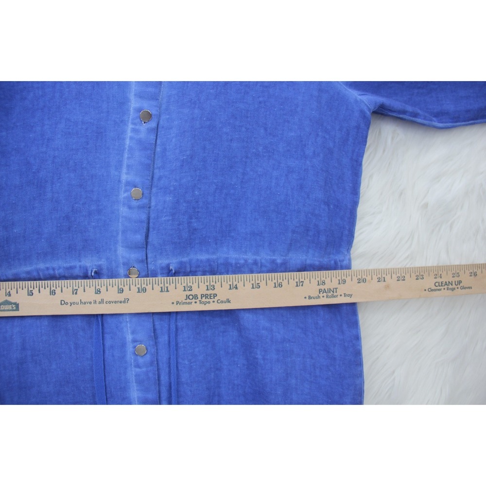 Chicos Button Front 100% Linen Shirt Jacket Blue Casual Womens Medium 1 Coastal - Picture 9 of 14